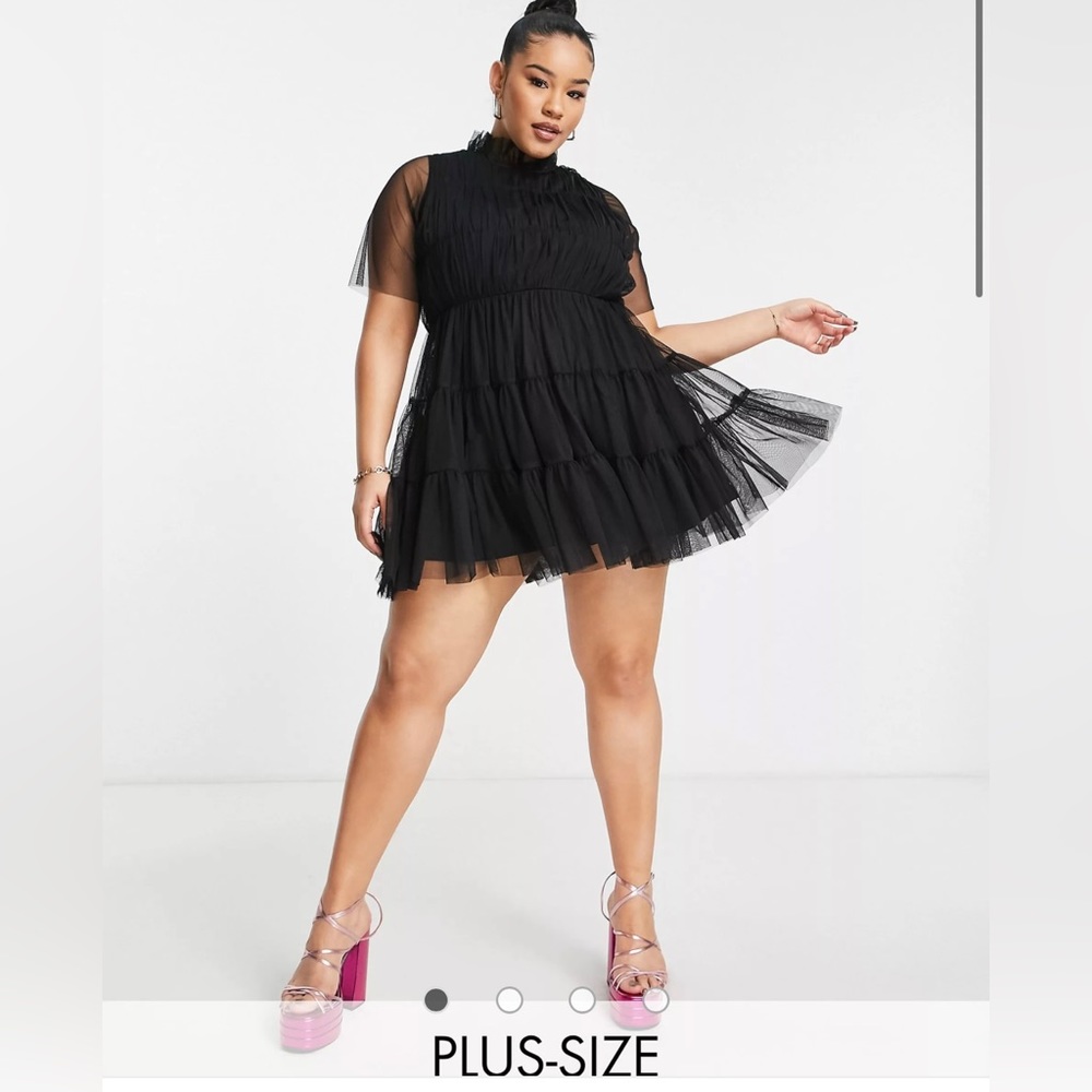 Black ruffle tulle dress